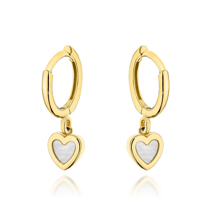 Cercei Aur 14K, Tortițe cu Inimioară din Sidef