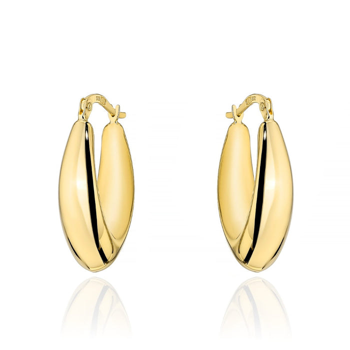 Cercei Aur 14K Netezi, Formă de Lacrimă, cu Sistem de Închidere Englez