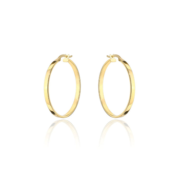 Cercei Aur 14K, Model Rotund Lat, Închidere Engleză, 2.2 cm