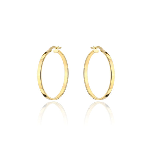 Cercei Aur 14K, Model Rotund Lat, Închidere Engleză, 2.2 cm