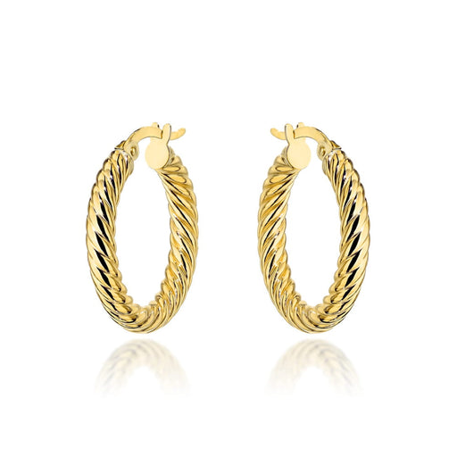 Cercei Aur 14K, Model Rotund cu Textură Densă