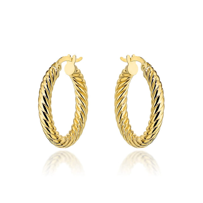 Cercei Aur 14K, Model Rotund cu Textură Densă