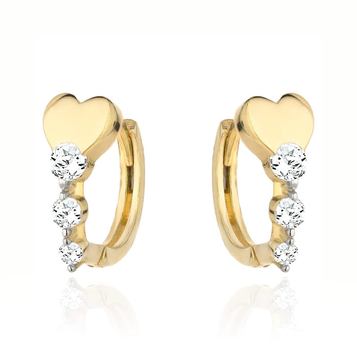 Cercei Aur 14k cu Inimioare si Zirconii Albe