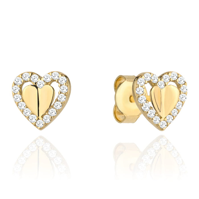 Cercei inimioare din Aur 14k cu Zirconi