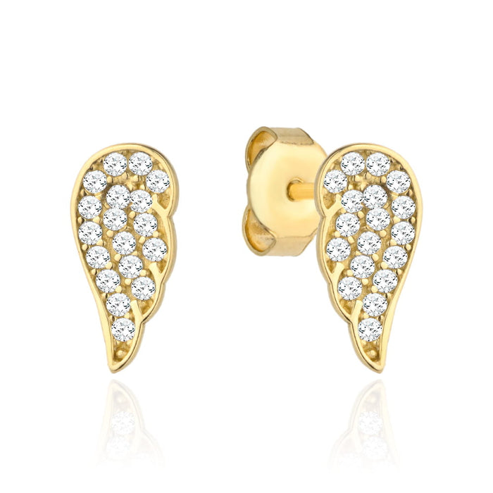 Cercei Aur 14k cu Aripi de Inger si Zirconii Albe
