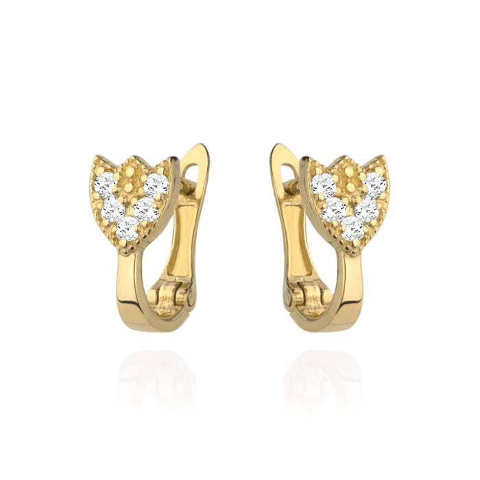 Cercei Aur 14k cu Lalele si Zirconii Albe