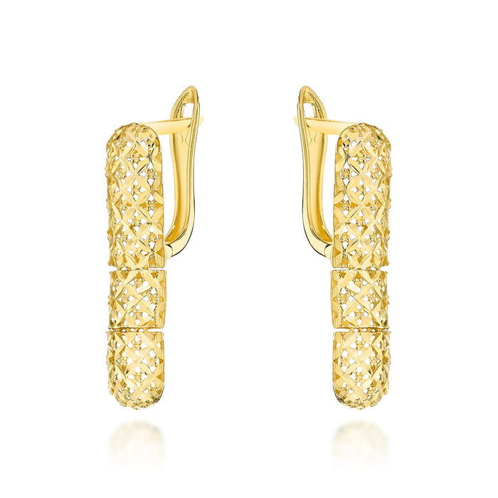 Cercei Ajurați Tip Bară Din Aur 14K Cu Sistem Englezesc