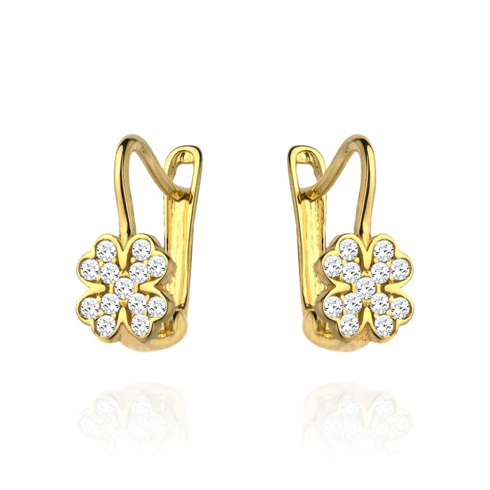 Cercei Aur 14k cu Trifoi si Zirconii