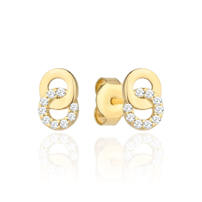 Cercei Aur 14k Impletiti cu Zirconii Albe