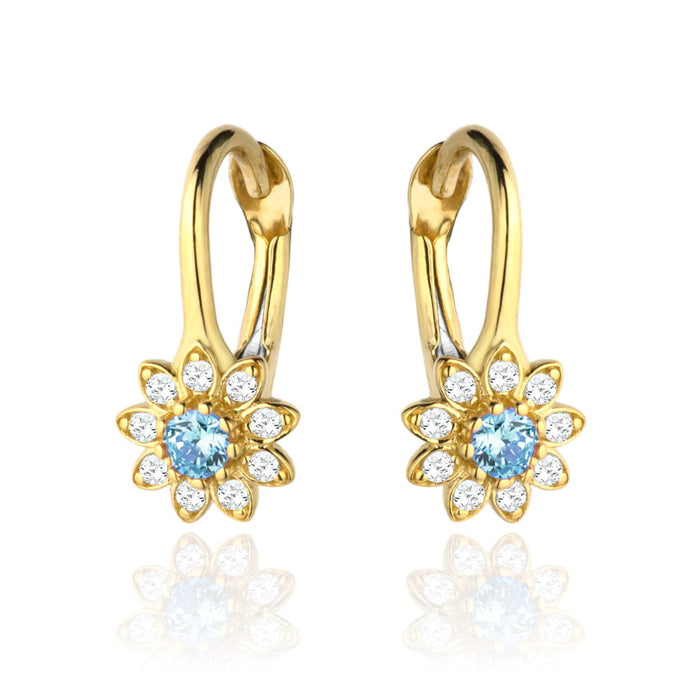 Cercei Aur 14k cu Floricele si Zirconii