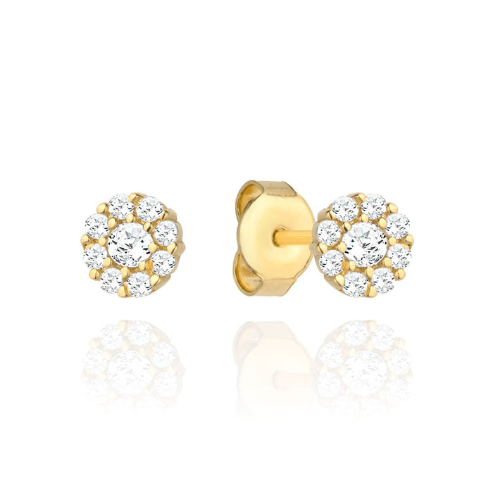 Cercei cu flori împânziți cu zirconii cubici