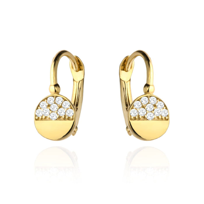 Cercei Aur 14k cu Model Neted si Zirconii Albe