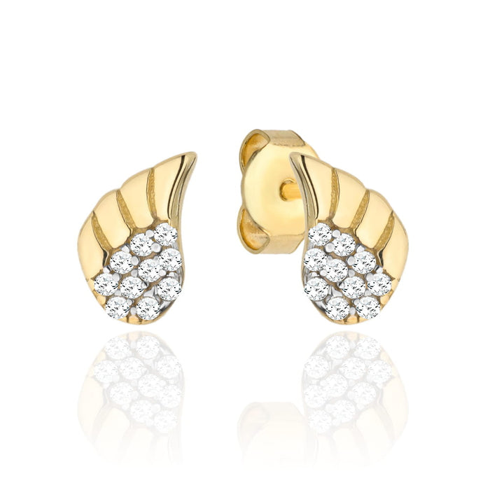 Cercei Aur 14k cu Aripi de Inger si Zirconii Albe