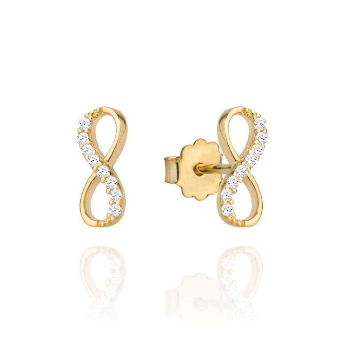 Cercei Aur 14k cu Infinit si Zirconii Albe