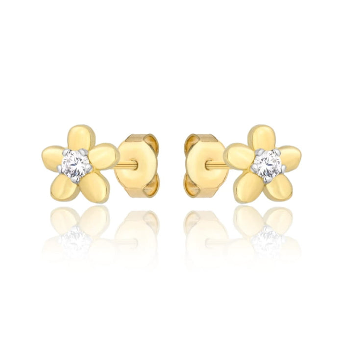 Cercei Aur 8K cu Zirconiu Alb, Model Floare