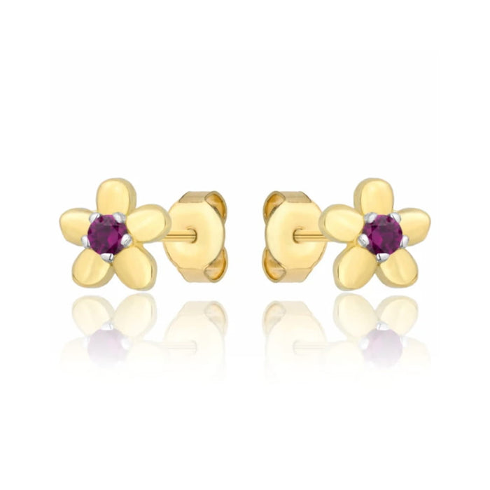 Cercei Aur 8K cu Zirconiu, Flori Roșii