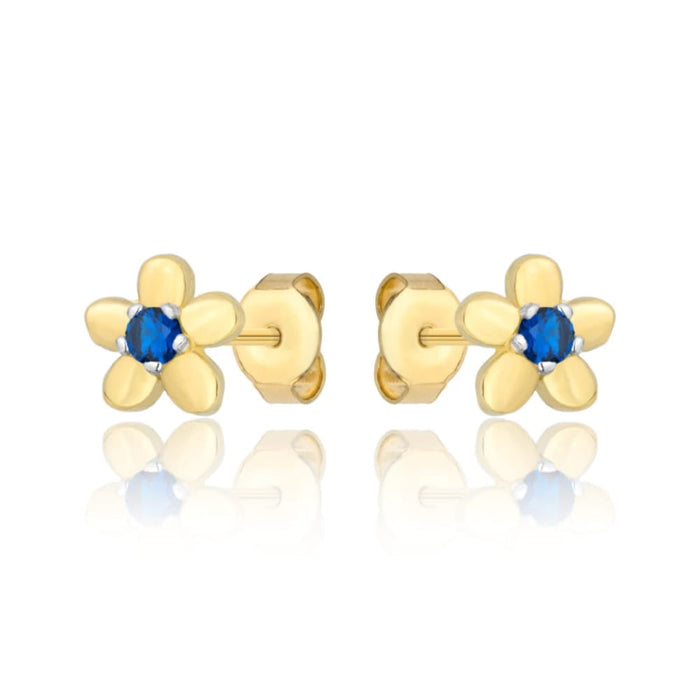 Cercei Aur 8K cu Zirconiu Albastru, Model Floral