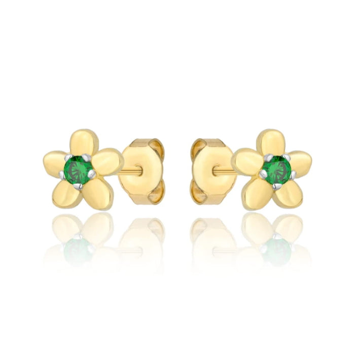 Cercei Aur 8K cu Zirconiu, Flori Verzi