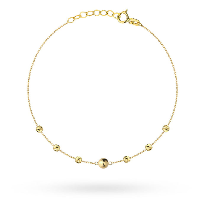 Brățară din Aur cu Bilă Centrală Netedă și Bile Diamanate