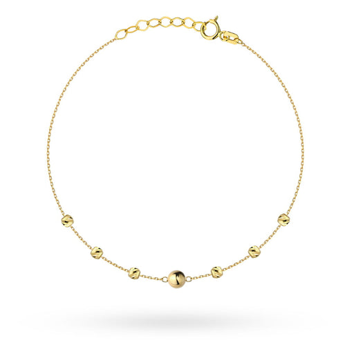 Brățară din Aur cu Bilă Centrală Netedă și Bile Diamanate