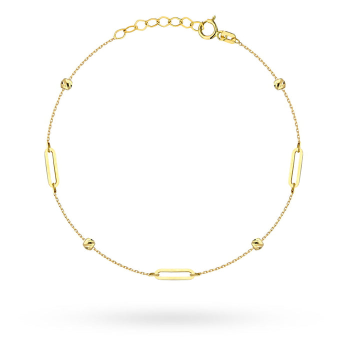 Brățară din Aur cu Bile Diamanate și Zale Lungi