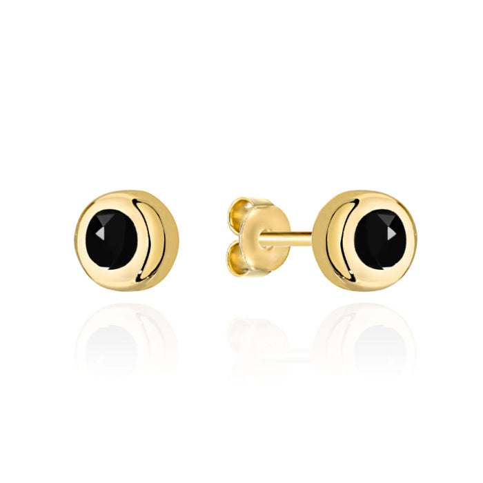 Cercei Aur 14K Eleganți Cu Piatră Neagră