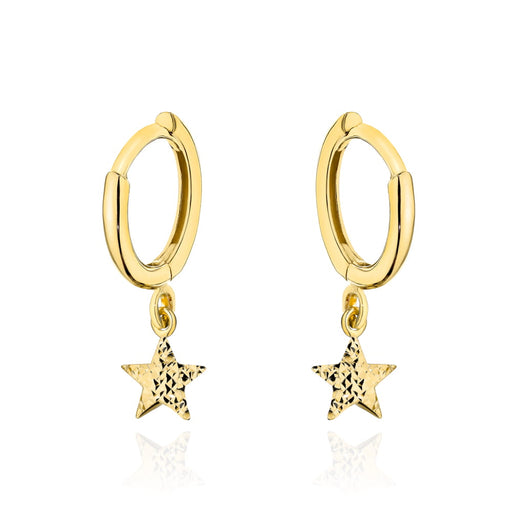 Cercei Aur Rotunzi cu Steluță Diamantată Unilateral
