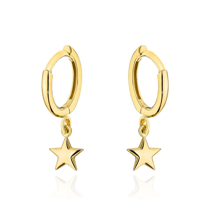 Cercei Aur Rotunzi cu Steluță Diamantată Unilateral