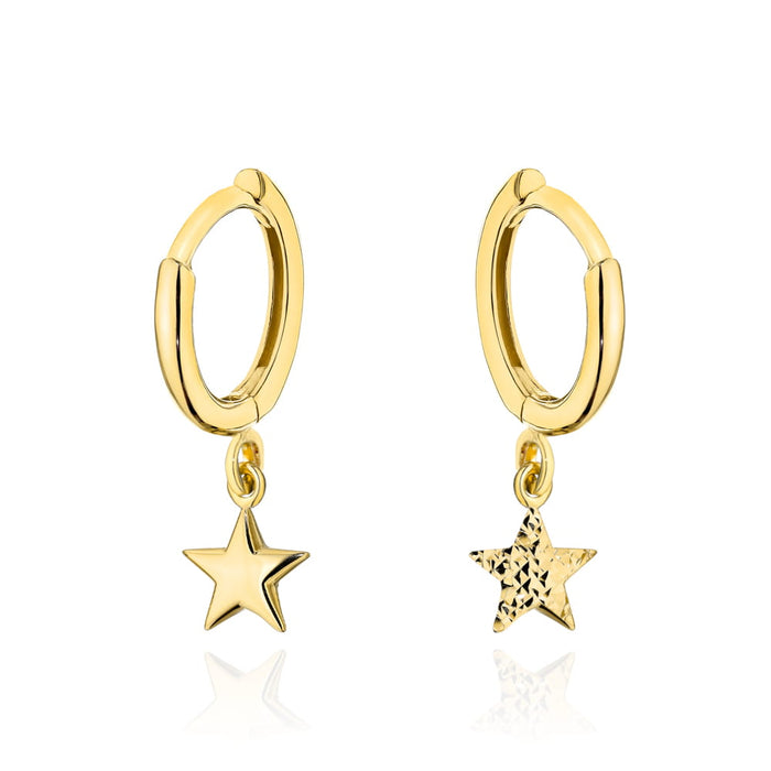Cercei Aur Rotunzi cu Steluță Diamantată Unilateral