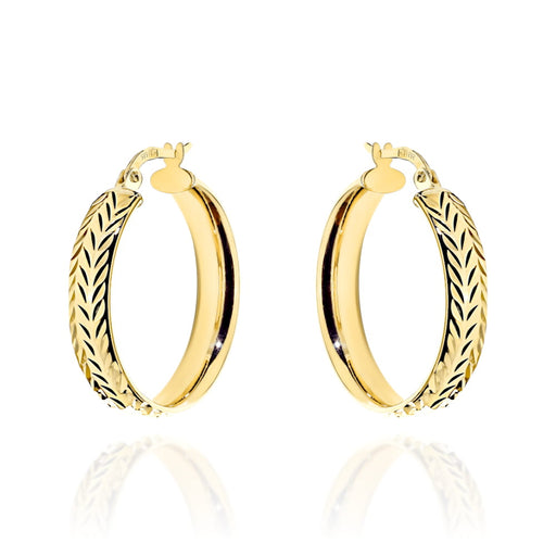 Cercei Rotunzi din Aur Galben, Decorați cu Diamante