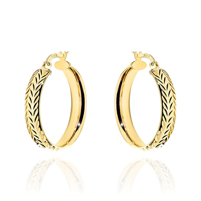 Cercei Rotunzi din Aur Galben, Decorați cu Diamante