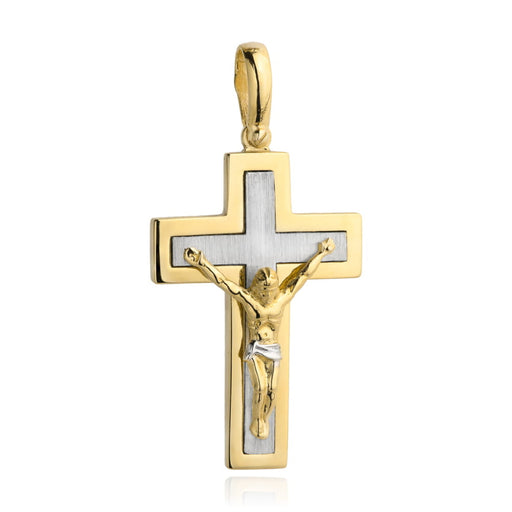 Cruce Mare Din Aur Cu Chipul Lui Isus, Două Culori