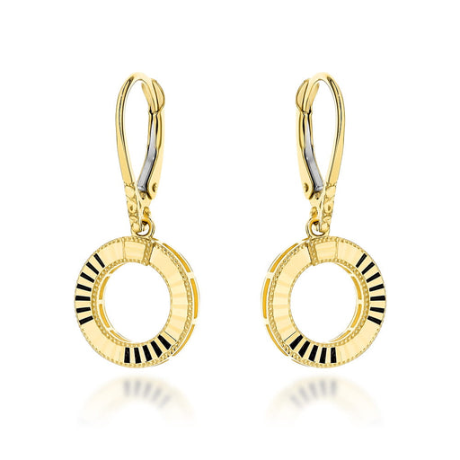 Cercei Aur Galben 14K, Model Rotund, Diamantat