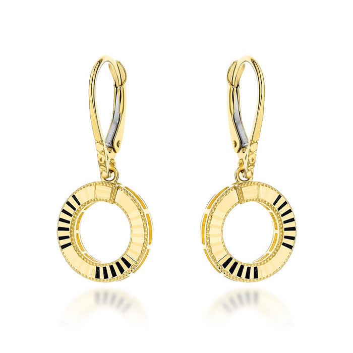 Cercei Aur Galben 14K, Model Rotund, Diamantat