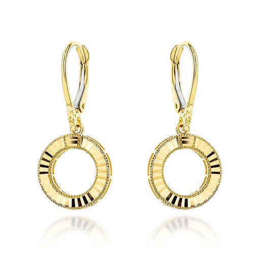 Cercei Aur Galben 14K, Model Rotund, Diamantat