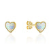 Cercei Aur 14K Inimioare cu Opal pe Tijă