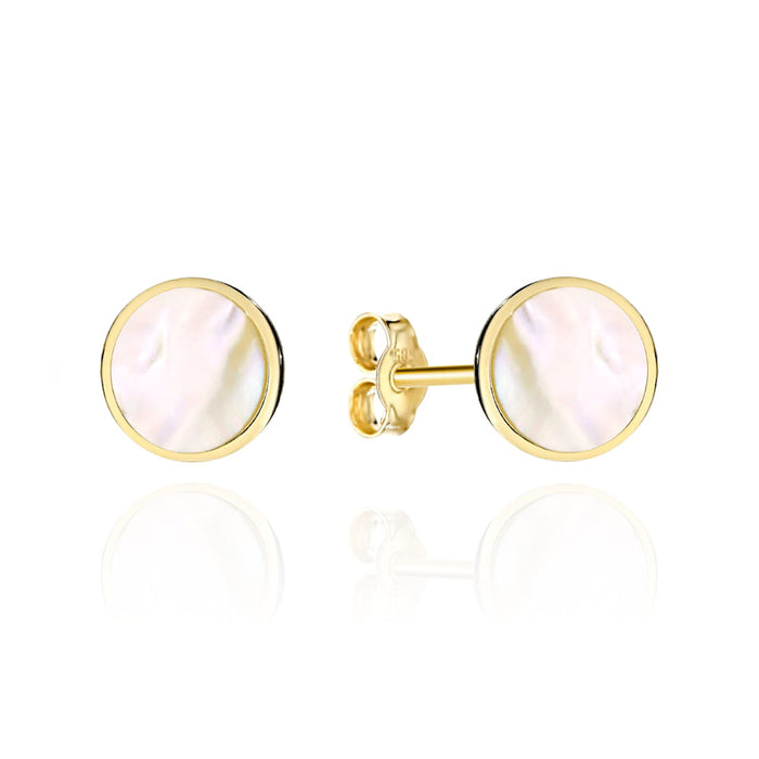 Cercei Aur 14K Rotunzi cu Masă Perlată pe Tijă