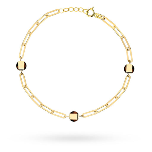 Brățară Elegantă Din Aur 14K Cu Zale Și Cuarț Maro