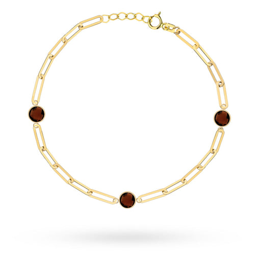 Brățară Elegantă Din Aur 14K Cu Zale Și Cuarț Maro