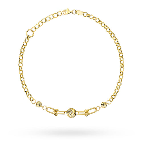 Brățară Elegantă din Aur 14K cu Sfere Tăiate Tip Diamant și Zale Lungi