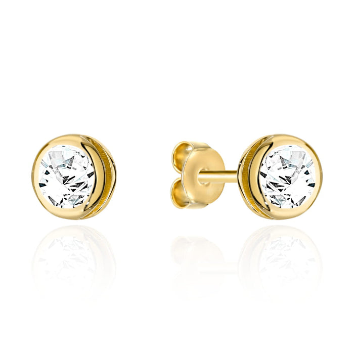 Cercei Aur 14K Eleganti Cu Circoniu Pe Șurub