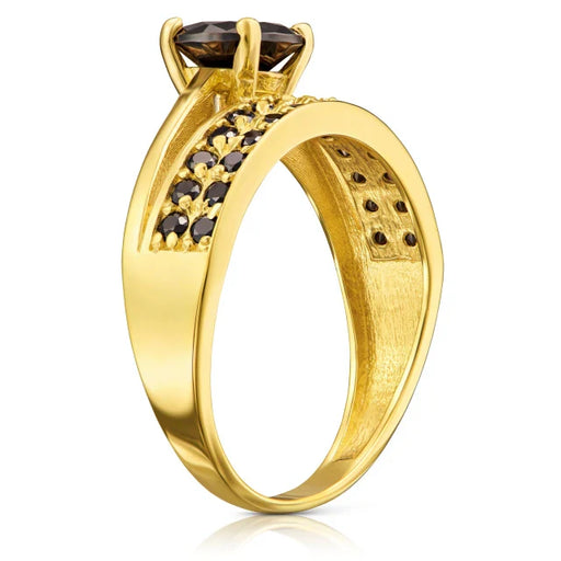 Inel Elegant Din Aur Galben 8K Cu Pietre Negre De Zirconiu