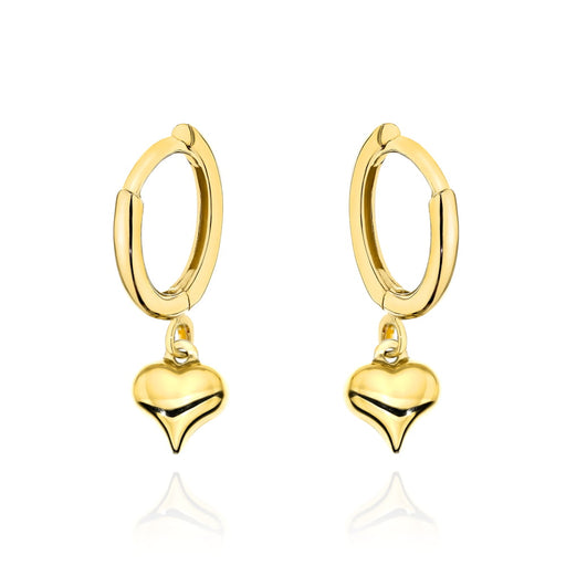 Cercei Tip Creole Din Aur Galben 14K Cu Inimi Elegante