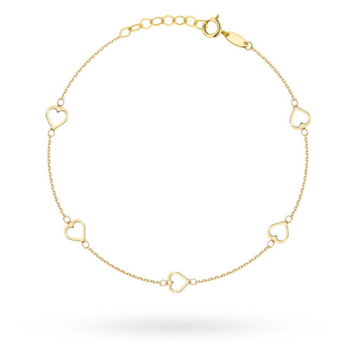 Brățară Delicată Din Aur 14K Cu Contururi Inimi