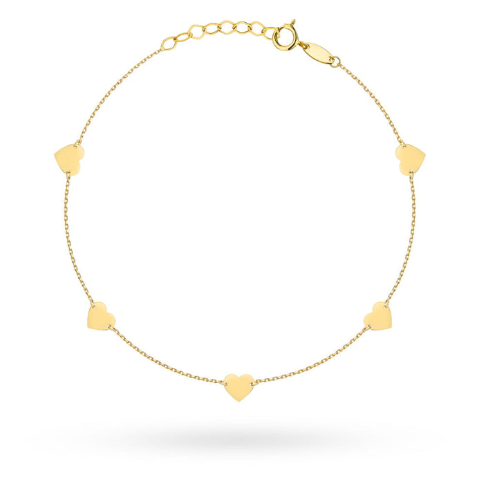Brățară Aur 14K Inimioare Pline Ajustabilă