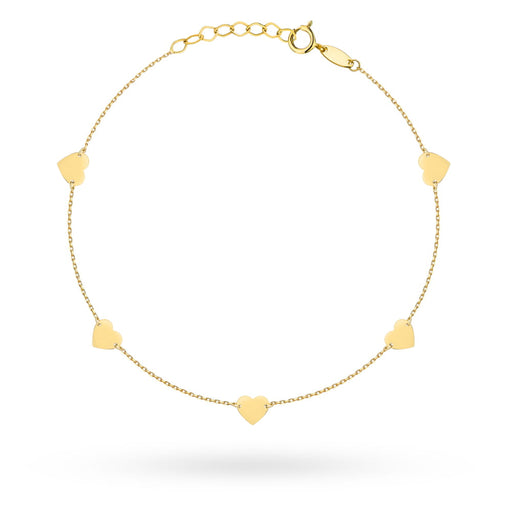 Brățară Aur 14K Inimioare Pline Ajustabilă