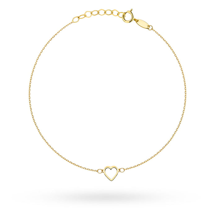 Brățară Delicată De Aur 14K Cu Inimă Contur