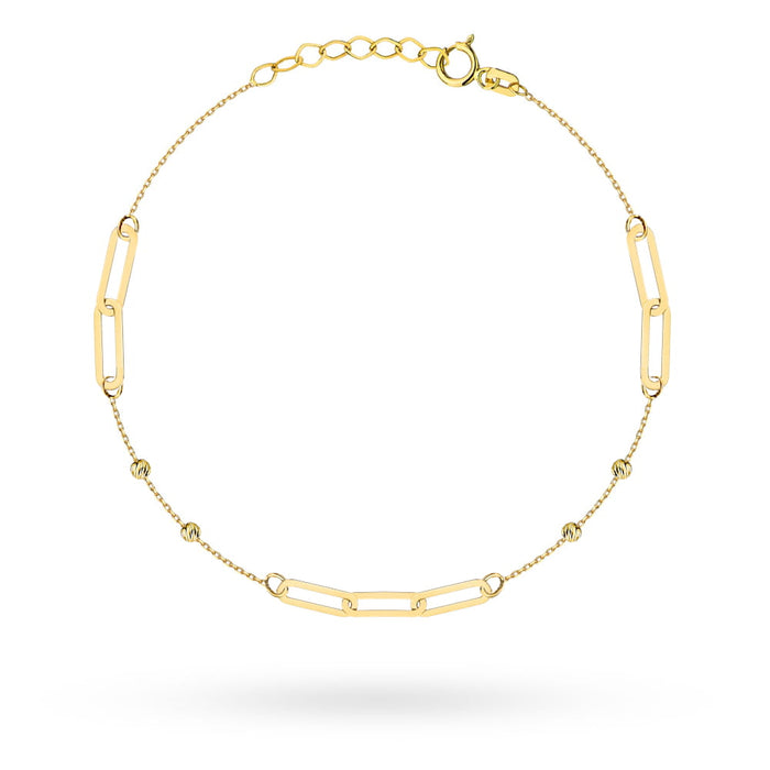 Brățară Elegantă Aur cu Zale Împletite și Biluțe Fațetate