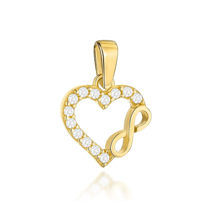 Pandantiv Aur Inimă cu Zirconii și Semnul Infinitului
