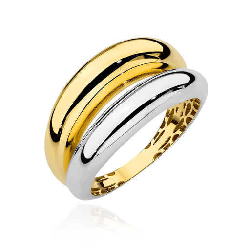 Inel Elegant din Aur 14K cu Bandă Dublă Bicolor